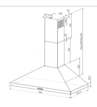 Gl General Lıne 90 cm Piramit İnox Davlumbaz